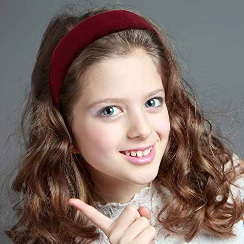 4Pcs Black Velvet Headband for Women Girls Wide Hairbands Pack Non Slip Thick Headband Set Adult Red Brown Green Padded Hair Band Fashion Soft Headbands for Long Short Thin Curly Hair Accessories Gift