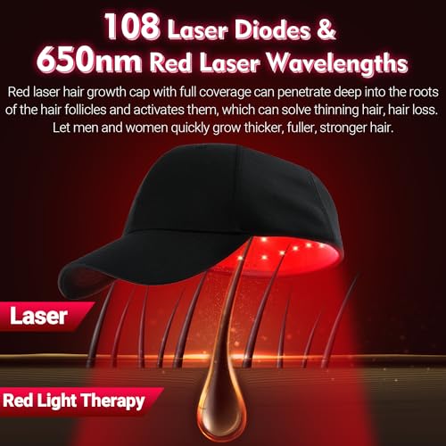 Hair Growth Device - FDA Cleared - UUPAS Professional Laser Diodes Red Light Therapy Hair Growth Cap System for Hair Regrowth, Alopecia - Hair Growth Treatments Products for Men Women