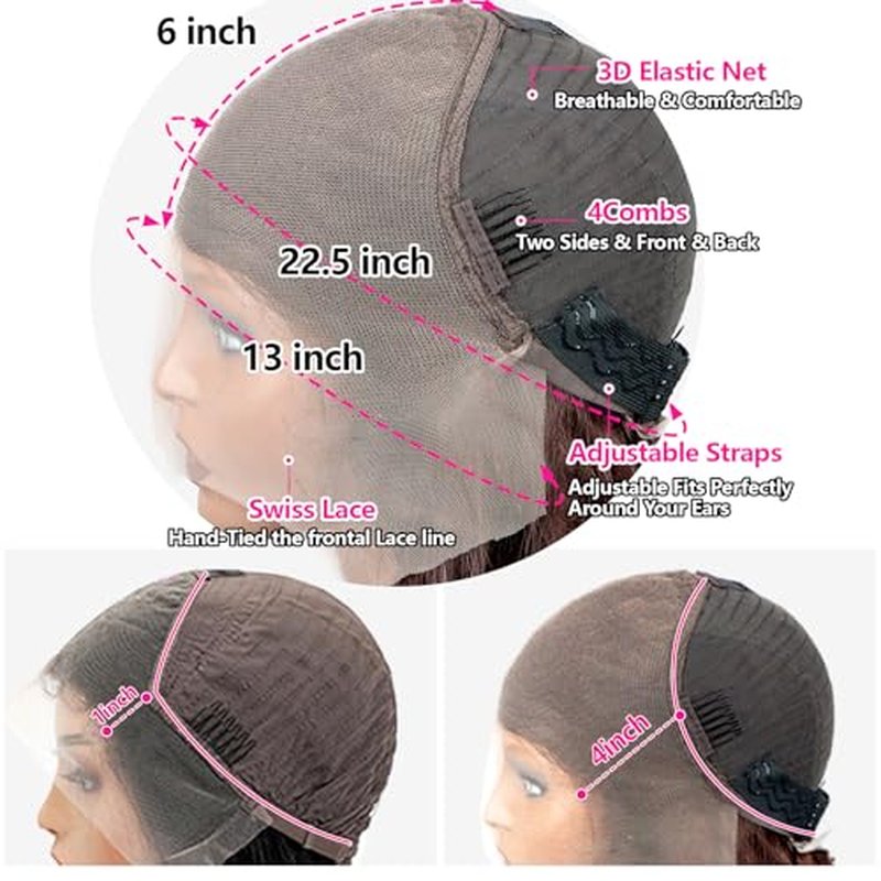 Reddish Brown Lace Front Wigs Human Hair 13x6 HD Lace Front Wigs Human Hair Pre Plucked with Baby Hair 22inch 180% Density Body Wave Colored Wigs for Women