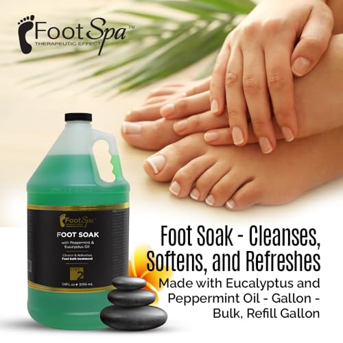 FOOT SPA - Foot Soak - Cleanses, Softens, and Refreshes - Made With Eucalyptus & Peppermint Oil - 128 Oz Gallon - Bulk, Refill Gallon