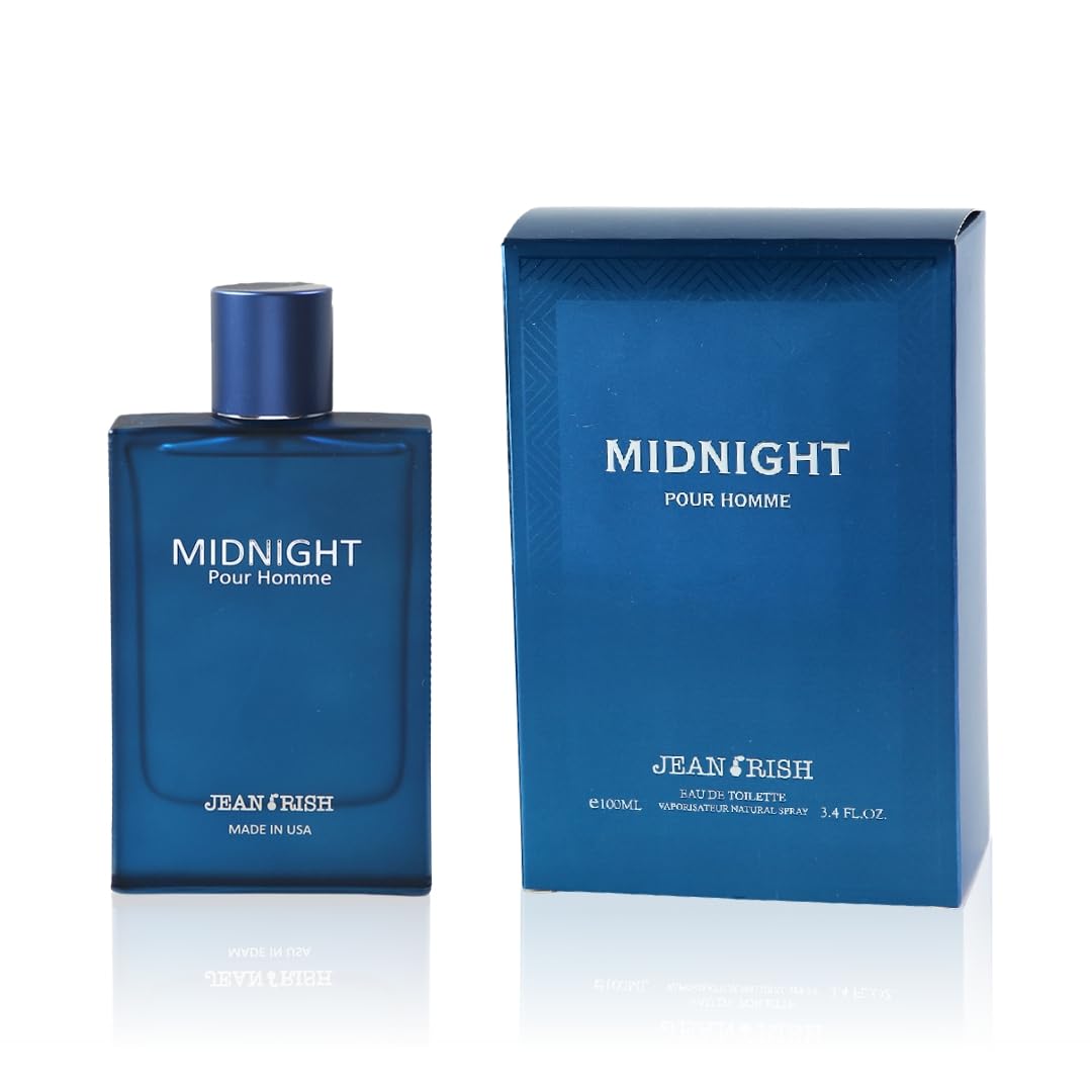 Jean Rish Midnight Pour Homme Perfume - Long-Lasting Men's Eau De Toilette | Bergamot, Lavender, Patchouli, Amber, Musk - 100ml / 3.4 oz