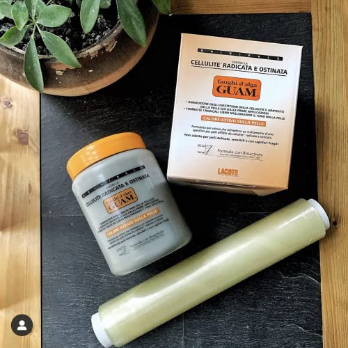 Guam Anti-cellulite Body Wrap for Thighs, Legs, MAX STRENGTH Hot Mud for Stubborn Cellulite, Clay Body Mask with Caffeine, Seaweed and Essential Oils, Reduce Cellulite on Legs, (2.2LB)