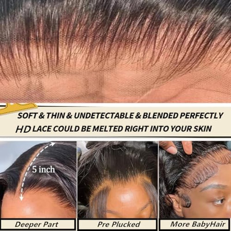 5x5 Hd Lace Closure Wigs Human Hair Pre Cut Lace Glueless Wig Wear and Go Wigs Human Hair Pre Plucked 180 Density Body Wave Lace Front Wigs Human Hair Glueless for Women Natural Hairline