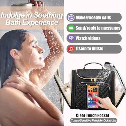 Travel Toiletry Bag for Women, Hanging Toiletry Bag, Bathroom Bag Portable Shower Caddy for College Dorm Travel Shower Bag for Women Water-Resistant Cosmetic Makeup Bag (Black)