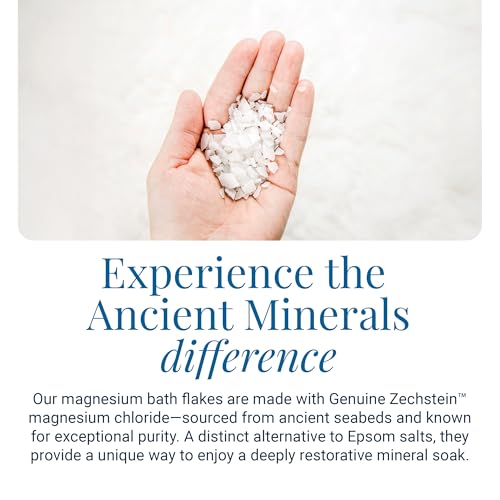 Ancient Minerals Magnesium Bath Flakes ? Pure Zechstein Magnesium Chloride for Soaking and Whole-Body Replenishment, 8 lb Bag