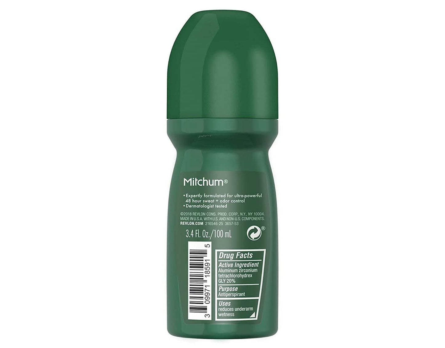 Mitchum Invisible Anti-Perspirant & Deodorant Roll-On, Unscented 3.4 oz (Pack of 4)