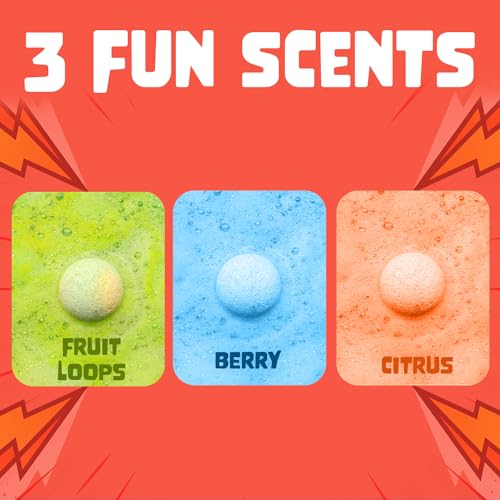 Superhero Bath Bombs for Kids with Surprise Toys Inside (3 Pack) - Large Bubble Bomb for Boys & Girls - Fizzies, Relaxing Aromas, Made in USA, Skin-Safe, Stain-Free by Two Sisters