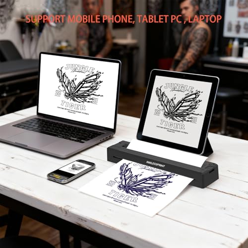 Tattoo Stencil Printer Machine for Tattooing, Portable Bluetooth Thermal Tattoo Transfer Printer for Tattoo Artists & Enthusiasts., Compatible with Android, iOS, Windows