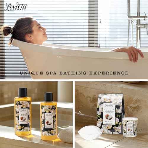 Mothers Day Gifts, Spa Baskets For Women, Bath And Body, Coconut & Orchid Bath & Body Set, Includes Shower Gel, Hand Cream, Body Lotion, Candle And More, Gifts For Women, Gift For Mom