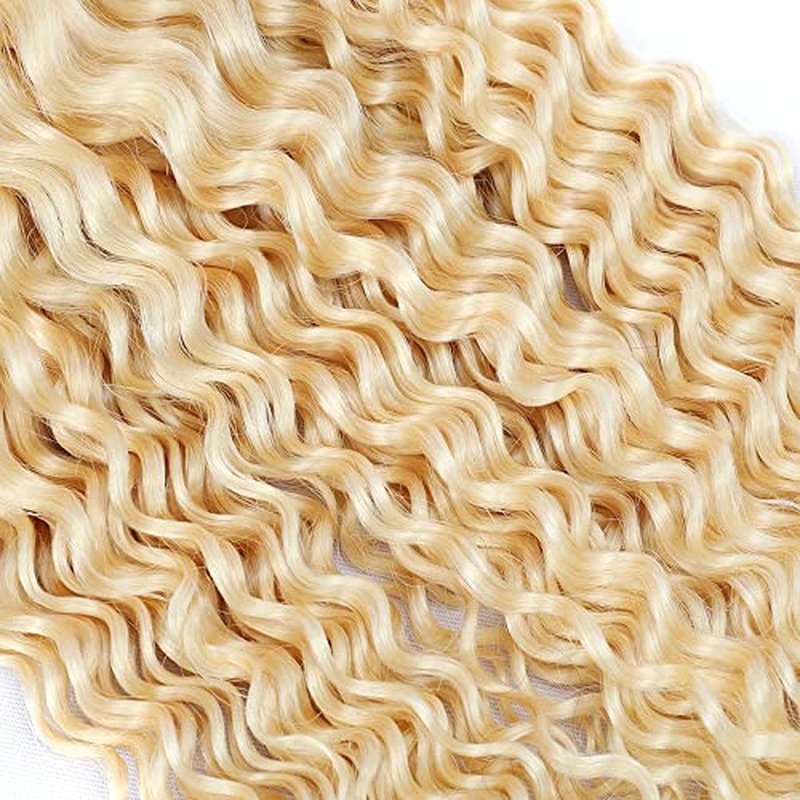 Blonde Kinky Curly Bundles 613 Human Hair Bundles Blonde Curly Wave Bundles 8A Unprocessed Brazilian Virgin Extensions 24 26 28 Inch
