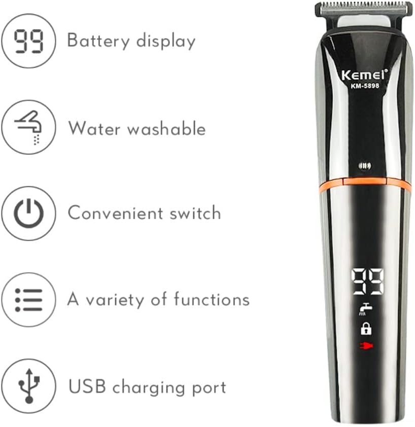 Electric Trimmer for Men & Women - 6-in-1 Waterproof Grooming Kit | Cordless Rechargeable Shaver with Dual Speed