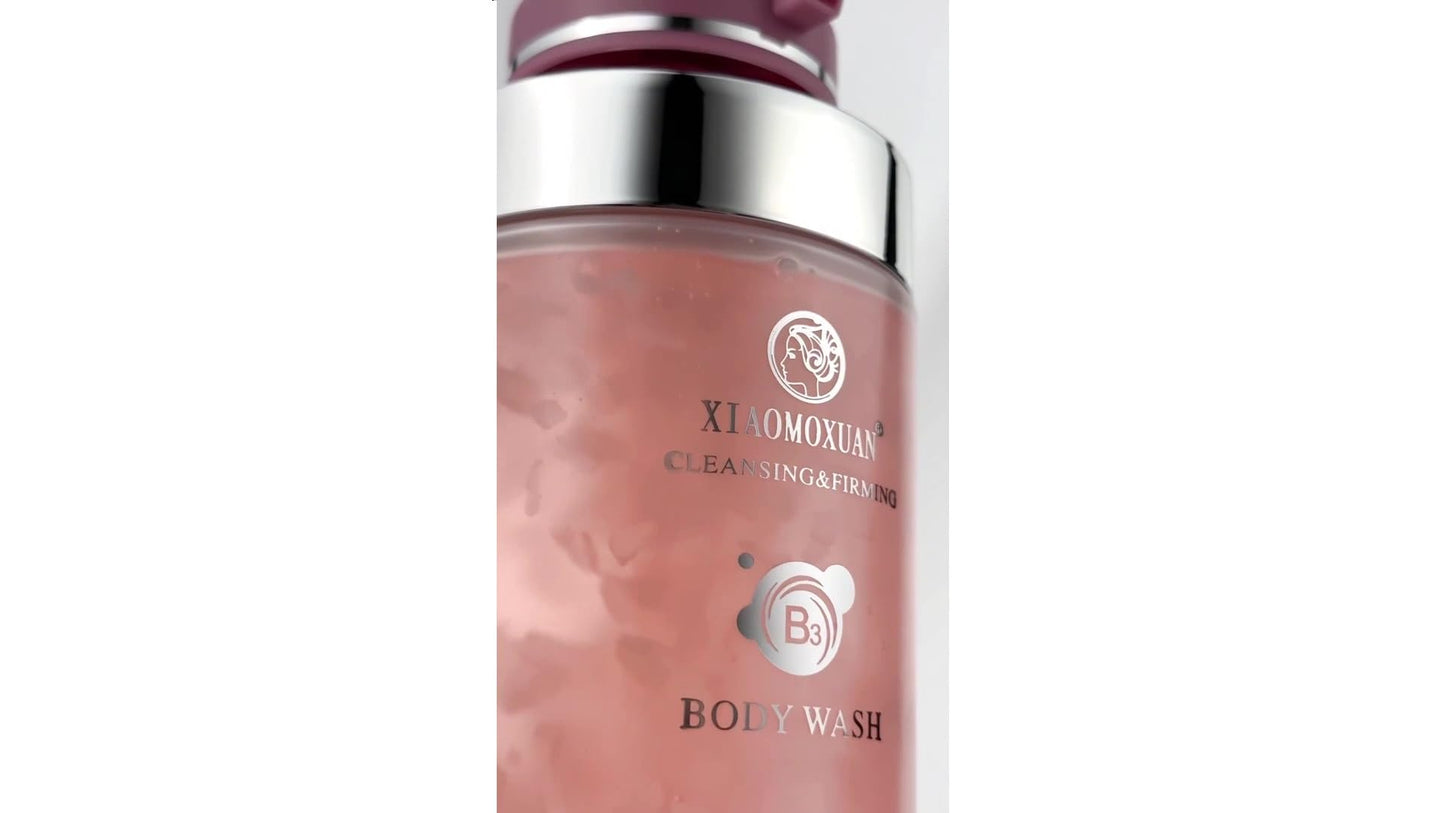 Xiaomoxuan Vitamin B3 Body Wash for Extra-Dry Skin - Jasmine and Sakura Body-Wash for Hyperpigmentation - Wrinkle-Smoothing, Cleansing and Firming Skin-Care Moisturizer with Pump for Women and Men