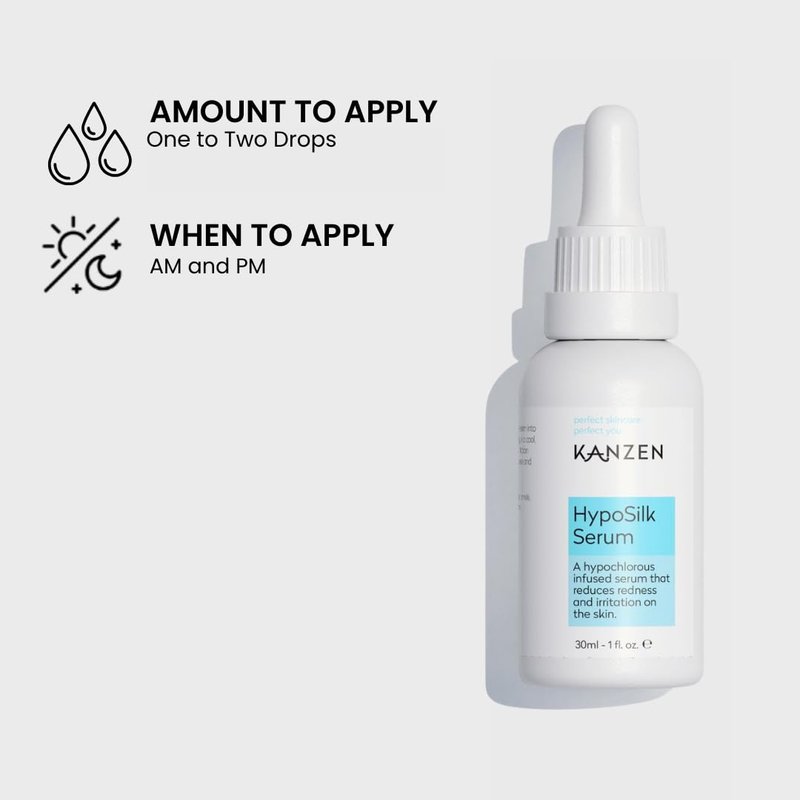Kanzen Skincare Hyposilk Serum with Hypochlorous Acid, Protects the Skin and Reduces Redness and Irritation, Suitable for Breakout Prone Skin, Fast-Absorbing Formula 1 Fl. Oz