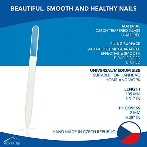 Mont Bleu Gift Set of 5 + 1 Free Czech Glass Nail Files Hand Decorated with Crystals - Gifts for Women - Handmade Gifts - Czech Tempered Glass - Premium Crystal Nail Files for Women