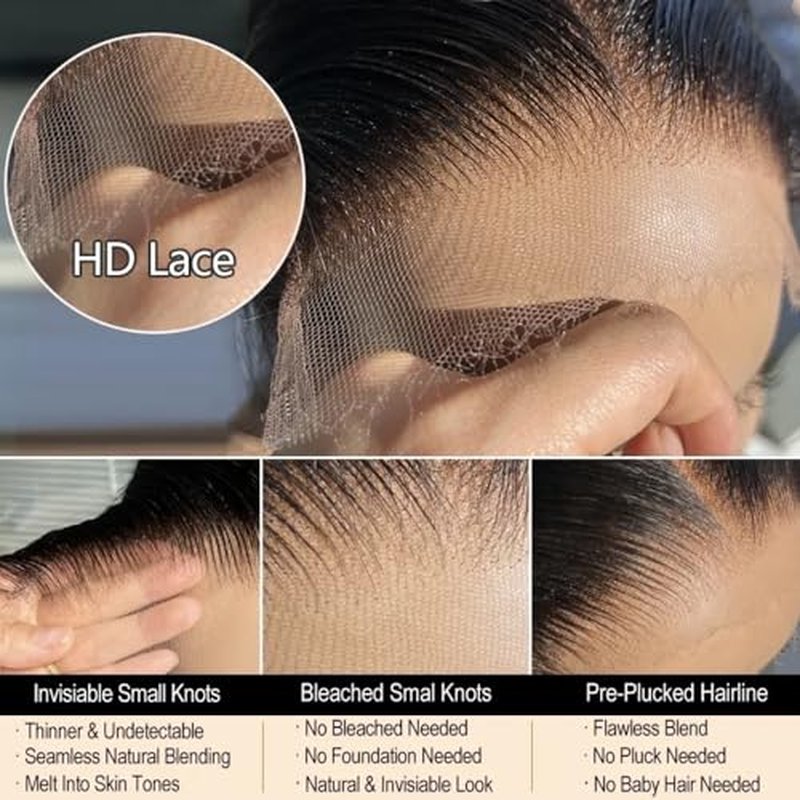 Venice Hair Real HD Lace Closure only 0.10mm Ultra-thin Invisible Crystal HD Lace Pre Plucked with Baby Hair Straight Human Hair Lace Frontal Closure (13x4 HD Body, 20 Inch)