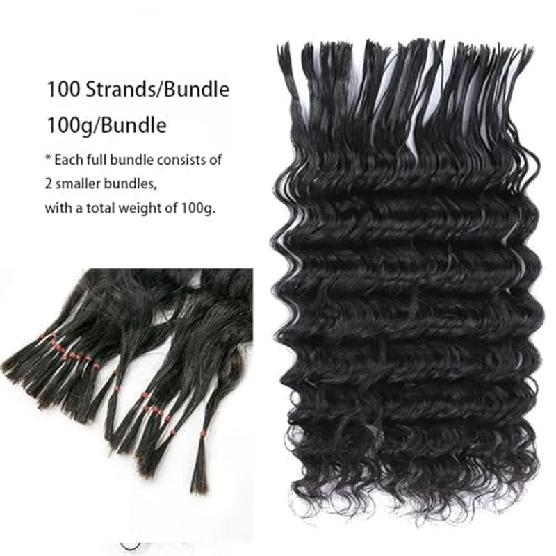 Pre-Divided Deep Wave Double Drawn Human Hair For Boho Braids Curly Bulk Human Hair No Weft For Braiding Human Hair Extensions 20inch 200g
