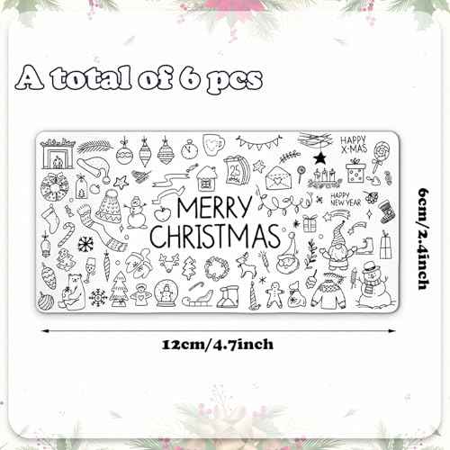 Whaline 6Pcs Christmas Nail Plates Stamping Set Xmas Tree Snowflake Snowman Stamp Templates Nail Art Plates for Winter DIY Print Manicure Salon Design Gift