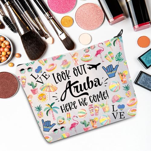 JNIAP Aruba Makeup Bag Aruba Trip Gifts Aruba Vocation Gifts Aruba Travel Bag Aruba Souvenir Aruba Toiletry Bag (Look Out Aruba)