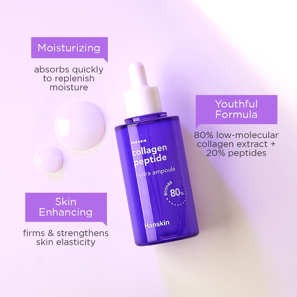 Hanskin Collagen Peptide Hydra Ampoule - Advanced Anti-Aging Serum with 80% Collagen | 90ml for Face & Neck Repair