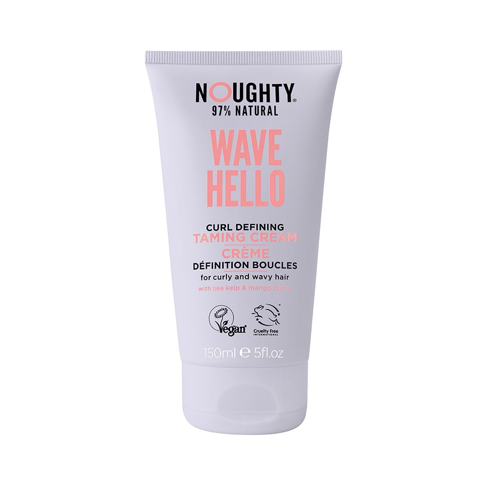 Noughty 97% Natural Wave Hello Curl Taming Cream, Sulfate Free, Vitamin Rich Smoothing Formula for Curly and Wavy Hair, with Sea Kelp and Mango Butter, Vegan Haircare 5fl.oz