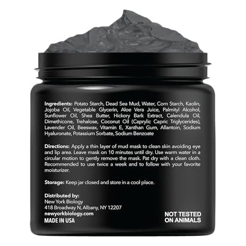 New York Biology Dead Sea Mud Mask for Face and Body | Spa Quality Pore Refiner for Oily Skin | Natural Skincare for Women & Men | Tighten Skin for A Healthier Complexion | 8.8 oz