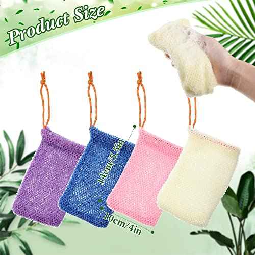 Shappy 8 Pcs Soap Saver Pouch Bar Soap Bags Exfoliating Soap Net Soap Mesh Bags for Shower Soap Holder Bubble Foam Net Soap Pocket for Women Men (Beige, Blue, Purple, Pink)