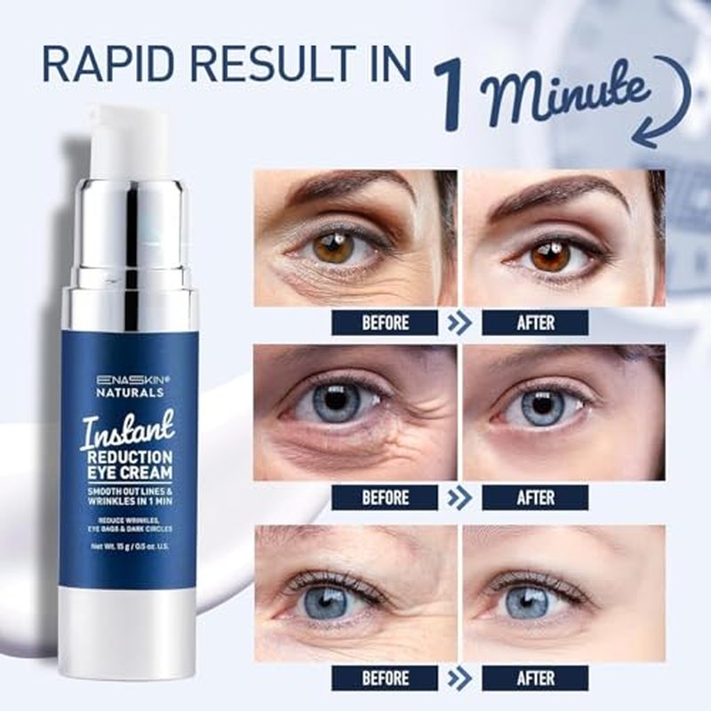 Enaskin Naturals Instant Eye & Face Lift Cream - Rapid Tightener and Wrinkle Filler for Deep Wrinkles - Under-Eye Bags & Puffiness Remover - Temporary Face Firming for Women & Men in 60s - 0.5 oz