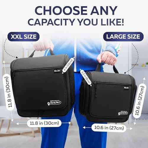 Extra Large (11.8¡±x11.8¡±x4¡±) Hanging Travel Toiletry Bag for Men and Women - Cosmetic Travel Bag With Shoulder Strap - Waterproof Hygiene Bag with Metal Swivel Hook and 19 Compartments for Toiletries