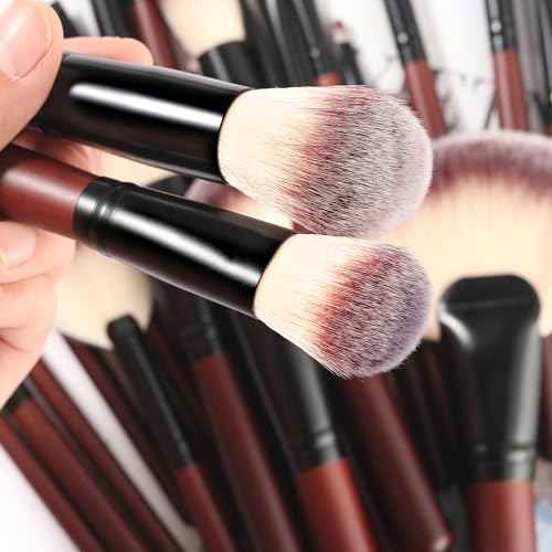 Makeup Brush Set Professional 26-Piece Makeup Brushes Set Premium Synthetic Foundation Powder Concealer Blush Eyeshadow Contour Makeup Brush Set with 2 Brush Bags