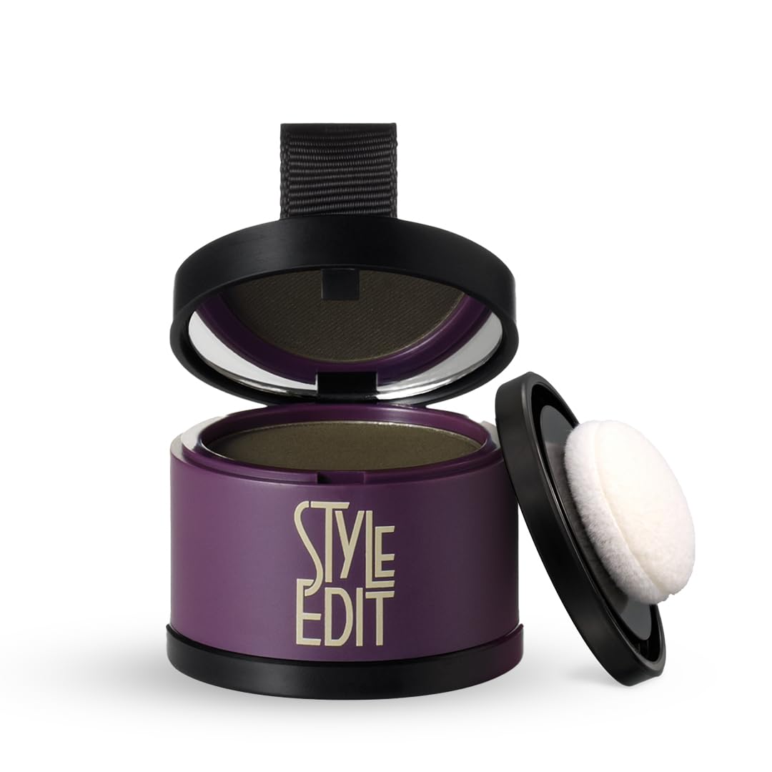 Style Edit Root Touch Up Powder | Temporary Hair Color for Gray Roots and Thinning Hair | Salon-Quality, Transfer-Resistant Hair Concealer | Black, 0.13 oz (Pack of 1)