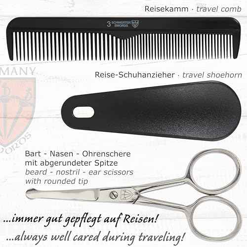 3 Swords Germany - brand quality 10 piece manicure pedicure grooming kit set for professional finger & toe nail care tweezers file clipper fashion leather case in gift box, Made by 3 Swords (01610)