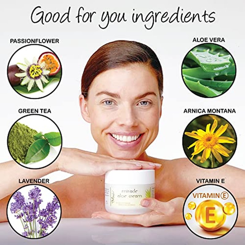 Deluvia Miracle Aloe Cream | Face & Body Moisturizer with Vitamin E & Organic Aloe Vera | Hydrating, Soothing for Dry Skin, Anti-Wrinkle, Acne Scars, Rosacea, Psoriasis, Eczema - 8 oz