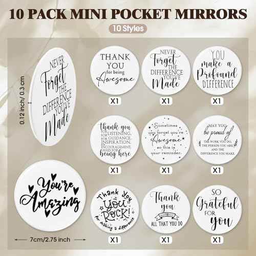 Paterr 20 Pcs Employee Appreciation Gift Bulk for Women Inspirational Canvas Makeup Bags with Zipper and Mini Compact Mirrors Thank You for Vet Tech Team Teacher Student Medical Assistant Gifts
