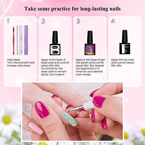Phoenixy Gel Nail Polish Kit with U V Light, 36 PCS Gel Nail Kit Pink Red Brown Blue Green Nail Polish Set Manicure Starter Kit Gifts for Women