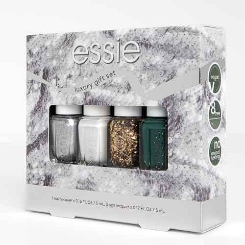 essie Nail Polish, 8-Free Vegan, 4 Piece Holiday Nail Polish Set, 1 Kit