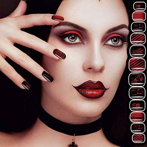 384 Pcs 16 Pack Halloween Press on Nails Halloween Short Fake Square False Nails Plastic Artificial Nail Tips Full Cover Coffin with Ghost Pumpkin Spider Pattern for Women(Fresh Pattern)