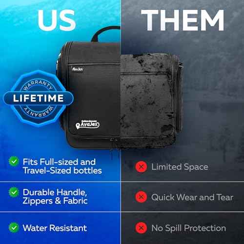 Extra Large (11.8¡±x11.8¡±x4¡±) Hanging Travel Toiletry Bag for Men and Women - Cosmetic Travel Bag With Shoulder Strap - Waterproof Hygiene Bag with Metal Swivel Hook and 19 Compartments for Toiletries