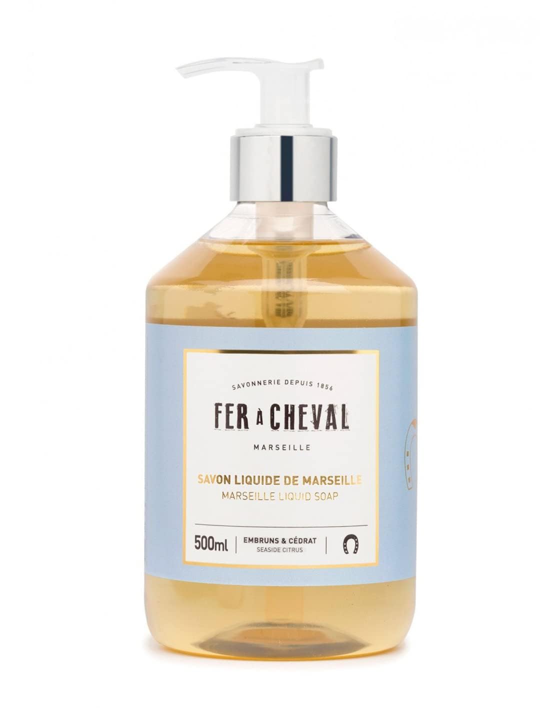 Fer à Cheval Marseille Liquid Soap, Luxury French Liquid Soap, Savon Liquide De Marseille, Seaside Citrus, 500 ml/16.9 fl oz