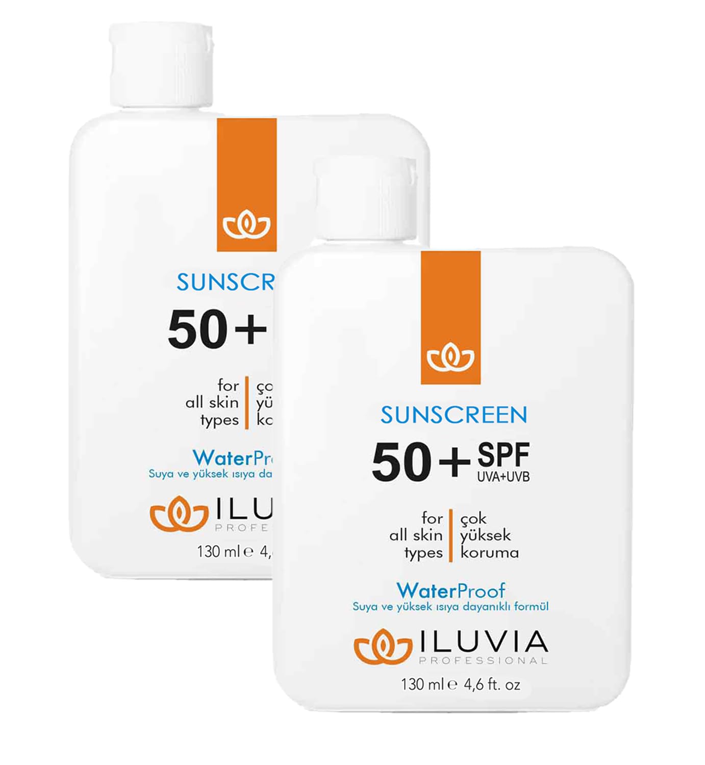 iluvia SPF 50 Mineral Sunscreen Zinc Oxide (2 Pack) - Broad Spectrum UVA/UVB Protection, Water Resistant, Non-Greasy, No White Cast - Daily Face & Body Sunblock for All Skin Types (4.6 oz Each)