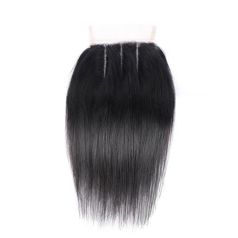 SINGLE BEST Brazilian Human Hair Bundles with Closure 10A Straight Bundles with Lace Closure 3 Bundles Human Hair with Lace Closure Free Part Natural Color (Straight, 8 8 8+8inch)