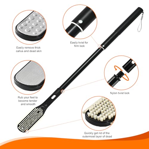 Toe Gap Cleaning Brush, 18.82"-25.98" Telescopic Toe Cleaning Brush Long Handle, Toe Scrubber for Deep Cleaning and Exfoliating for Women and Men, Elderly