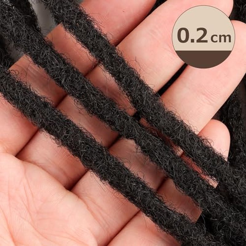 0.2cm Thickness loc Extensions Human Hair for Men/Women 12 Inch 60 Strands Human Hair Dreadlock Extensions Can Be Dyed and Bleached Soft Dreadlocks