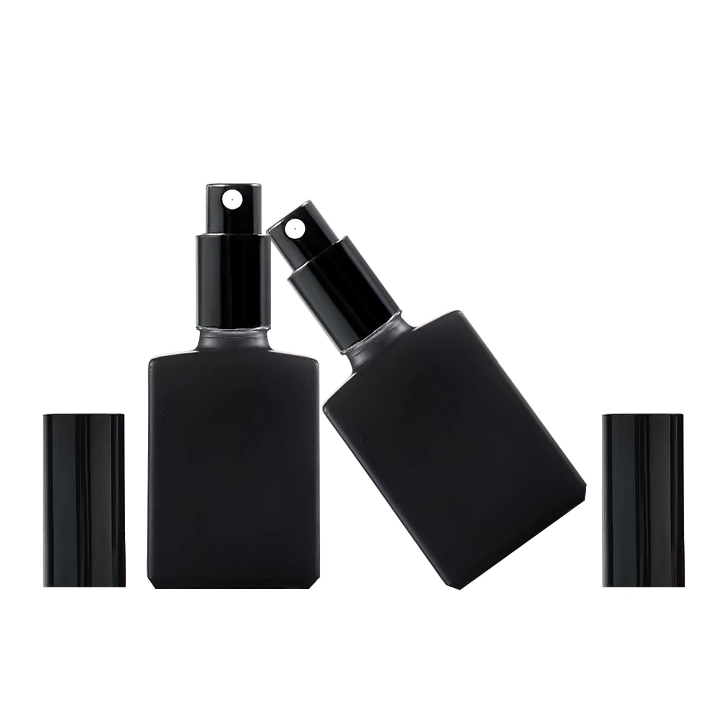 BEGIKET 12 Pack 1 oz Black Square Glass Perfume Spray Bottle, 30ml /1 oz Fine Mist Atomizer Spray Bottles Refillable, for Perfume, Essential Oil and Liqui (Black)