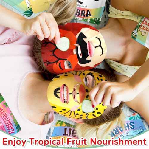 32 Pcs Animal Face Masks Bulk Spa Sheet Skincare Facial Mask Funny Face Skin Care for Women Girls Sleepover Slumber Party