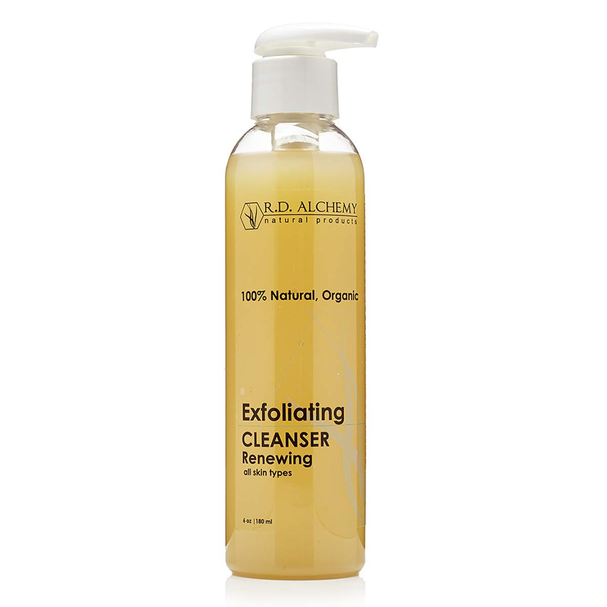 RD Alchemy - Natural & Organic Exfoliating Cleanser - Sulfate-Free for All Skin Types. Gently Removes Dirt, Oil & Makeup While Smoothing & Brightening Skin with Exfoliating AHAs.