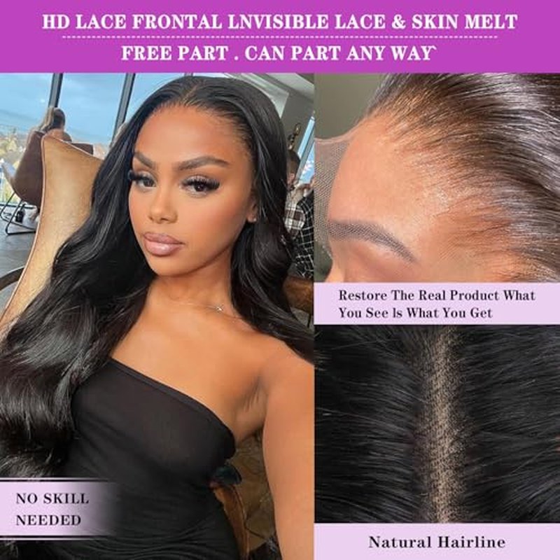 Body Wave Lace Front Wigs Human Hair Wide Lace 180 Density Wigs 13x4 Human Hair Lace Front Wigs Pre Plucked With Baby Hair Natural Color 28Inch