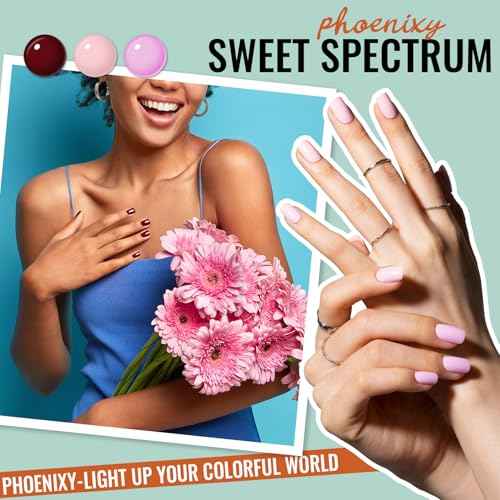 phoenixy 62 PCS Gel Nail Polish Set 54 Colors Fall Gel Nail Polish Kit with Base Coat Glossy Matte Glitter Top Coat Gifts for Women Girls