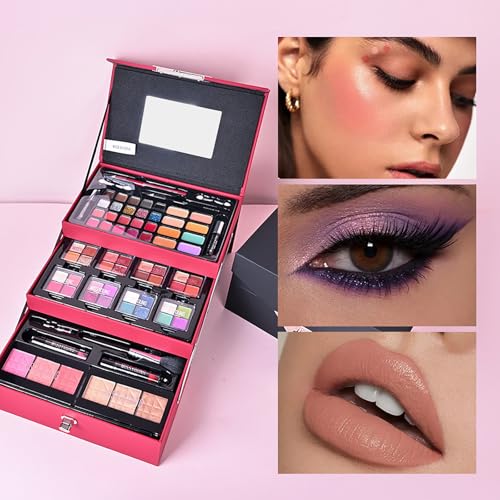 FantasyDay All in One Makeup Kit for Women Full Kit Girls Makeup Gift Sets Xmas Essential Bundle Include Eyeshadow Palette Lipstick Blush Concealer Eyeliner Mascara Foundation Brush Eyebrow Pencil