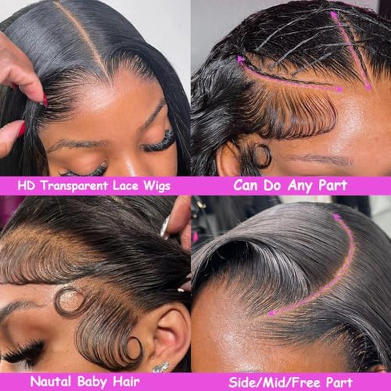 13x6 Body Wave Lace Front Wigs Human Hair 180% Density HD Lace Frontal Glueless Human Hair Wig for Women Pre Plucked with Baby Hair 28 inch