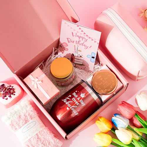 Birthday Gifts Baskets Box Women, Unique Happy Birthday Gifts Basket for Mom Her Best Friend Sister Wife Girlfriend Coworker,Luxury Self Care Ideas Box Relaxing Spa Gifts Set with Tumbler